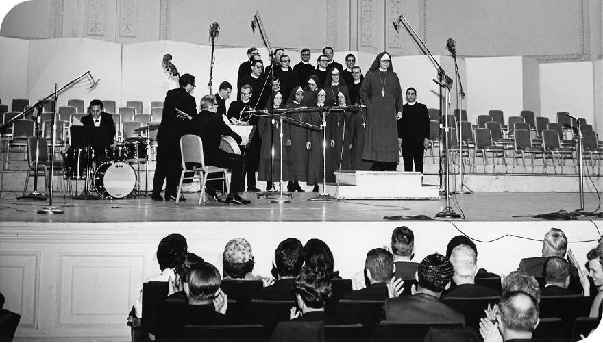 Full choir performance on stage